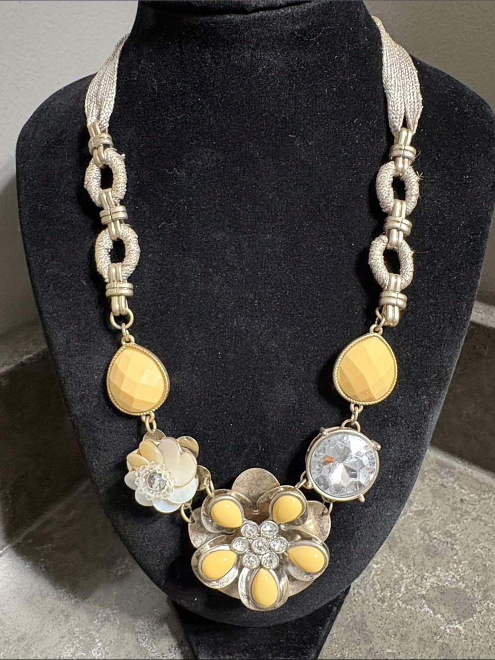 LOFT Yellow and Gold Floral Statement Necklace